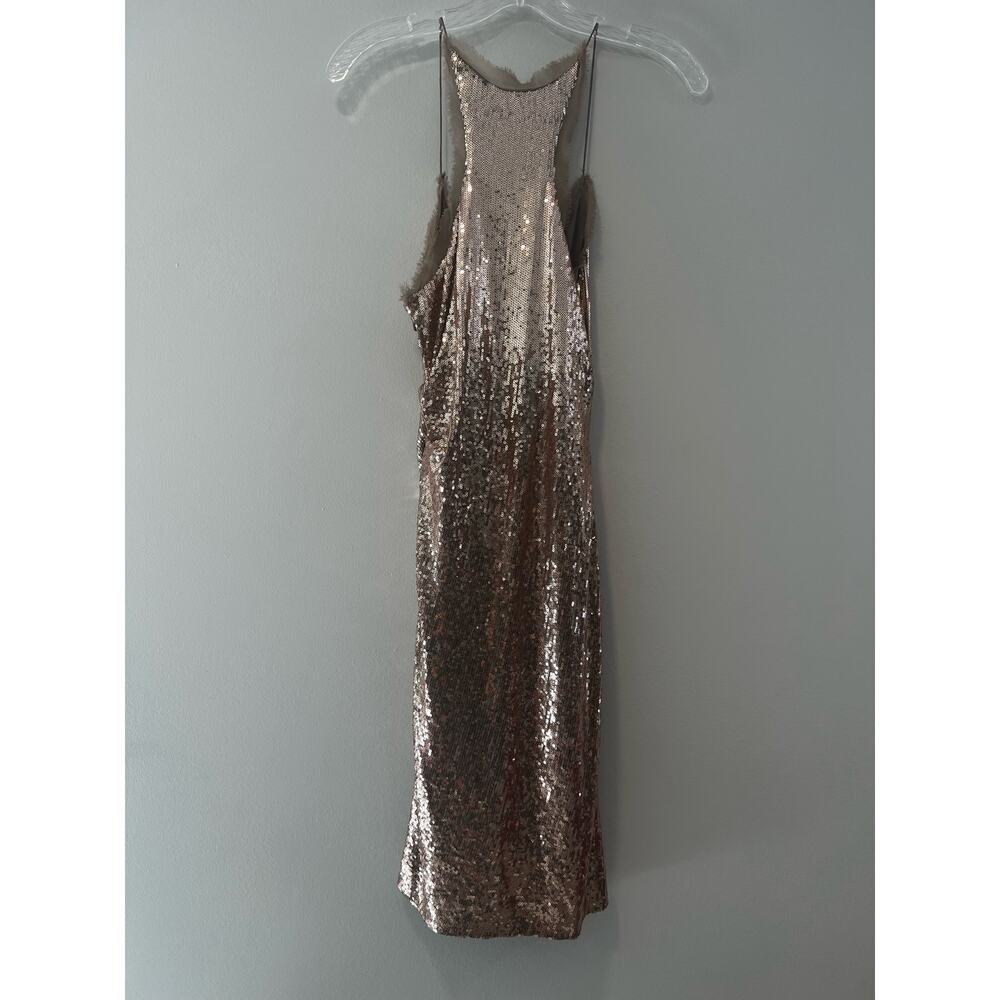 Nicole Miller Cocktail Party Dress Gold Sequins Size 8 - Picture 5 of 10